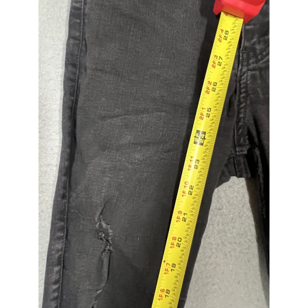 Hollister Women's Size 7 W28 High Rise Cropped Skinny Jeans Black Distressed Raw - Picture 3 of 6